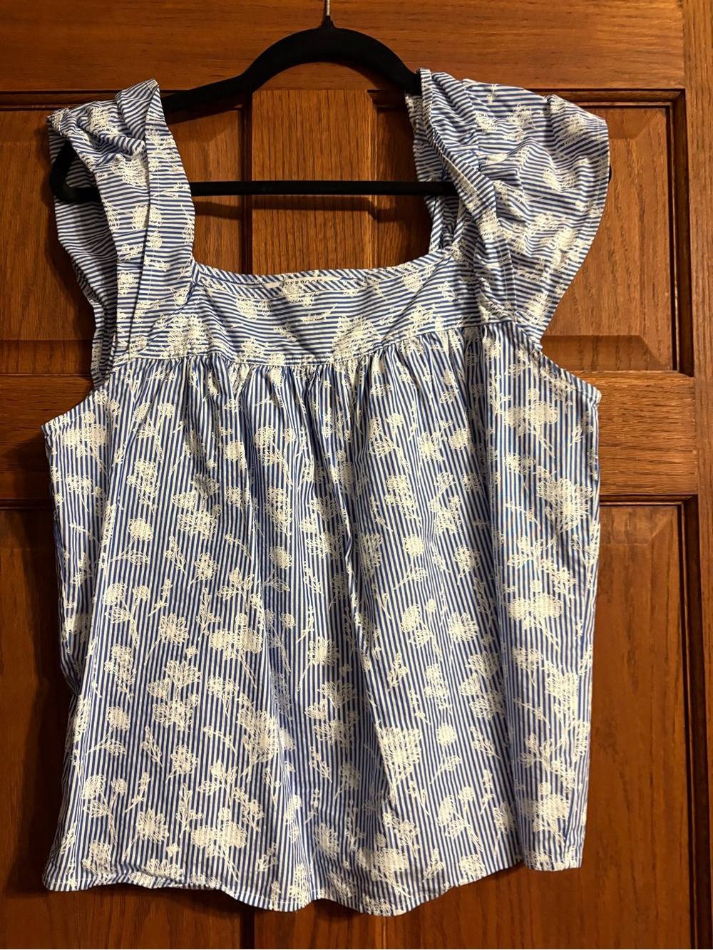 Liverpool Blue and White Floral Stripe Tank Top